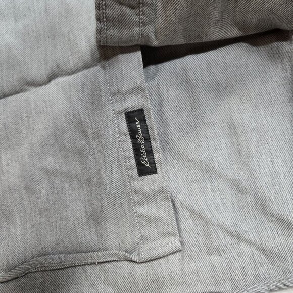 Eddie Bauer‎ Flannel Button Up Shirt Mens Medium Classic Fit Gray Long Sleeve - Picture 6 of 9
